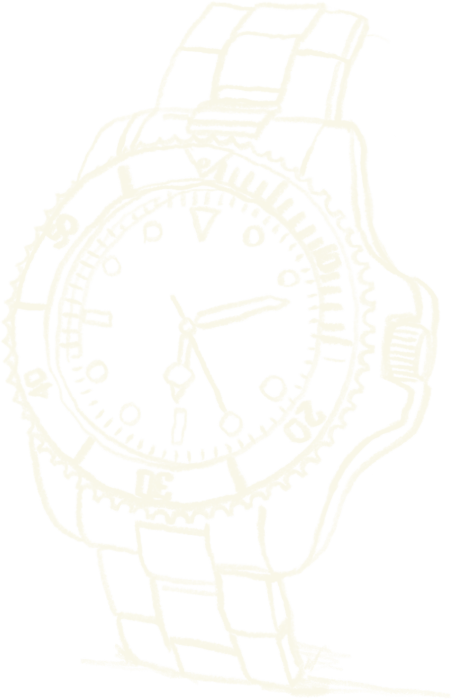 Illustration of a vase with roses and a watch